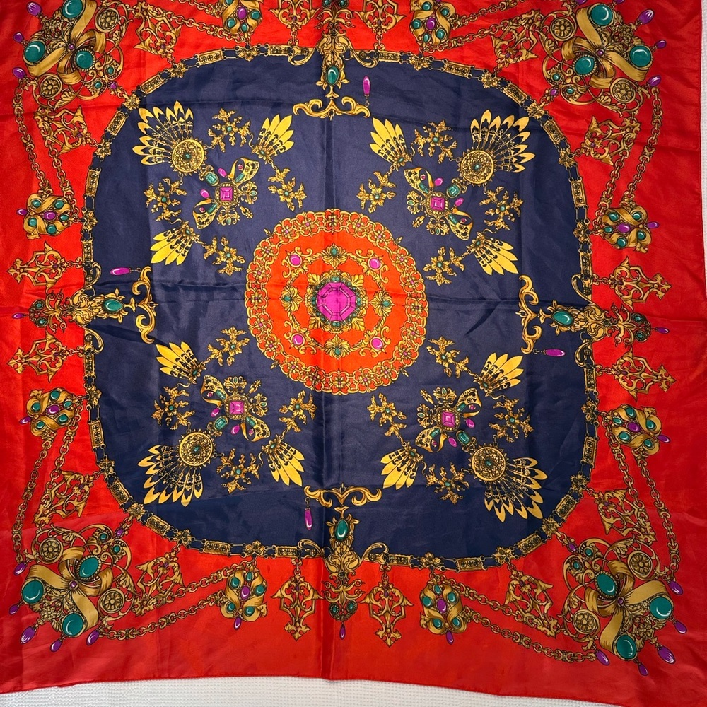 Berkshire Vibrant Red and Navy Women’s Square Scarf